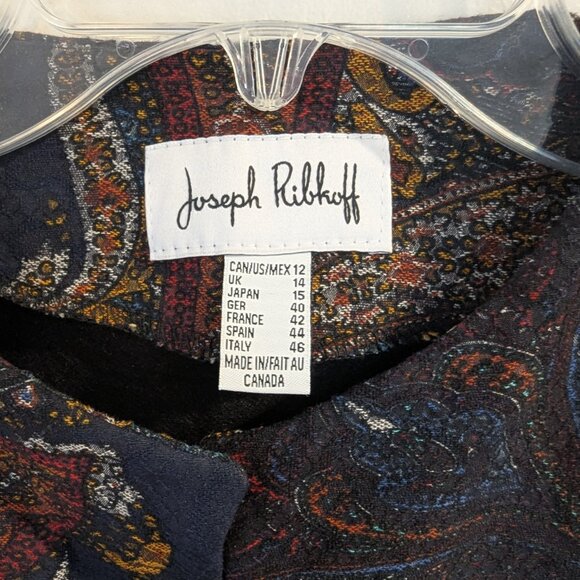 JOSEPH RIBKOFF Swing Jacket 12 Asymmetrical Tapestry One Button Art Paisley - Picture 7 of 10